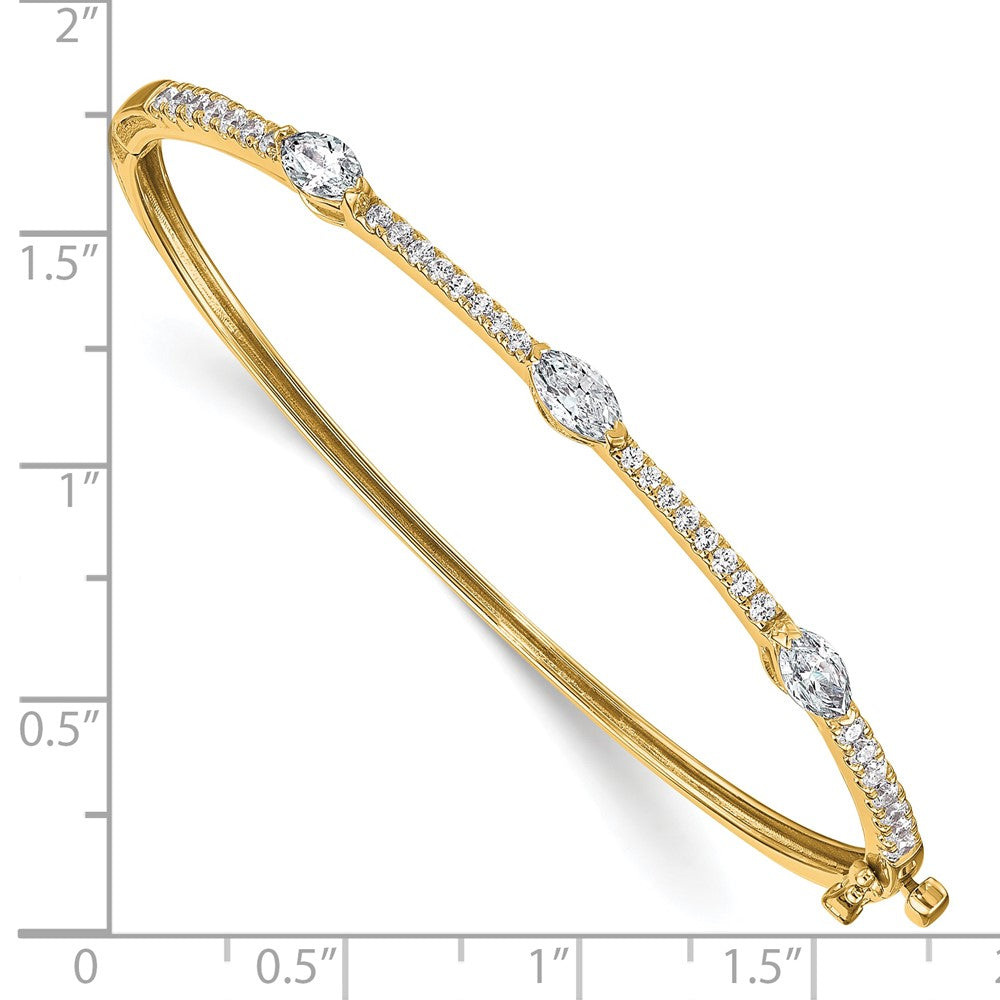 True Origin 14k 1 5/8 carat Lab Grown Diamond VS D E F Round and Marquise 6.75 inch Bangle