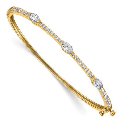 True Origin 14k 1 5/8 carat Lab Grown Diamond VS D E F Round and Marquise 6.75 inch Bangle