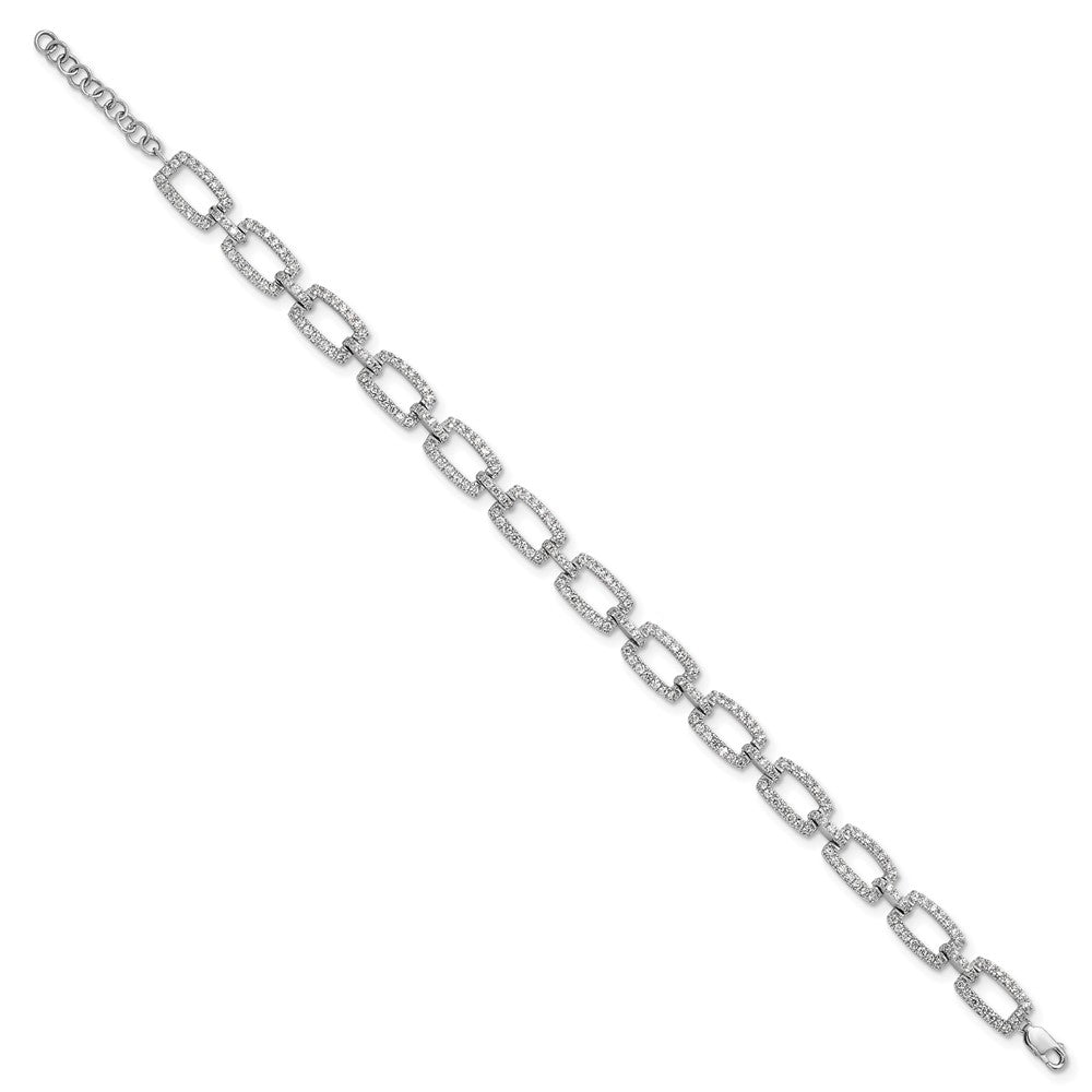 True Origin 14k White Gold 2 5/8 carat Lab Grown Diamond VS DEF 7 inch Rectangle Link Bracelet with a 1 inch extension