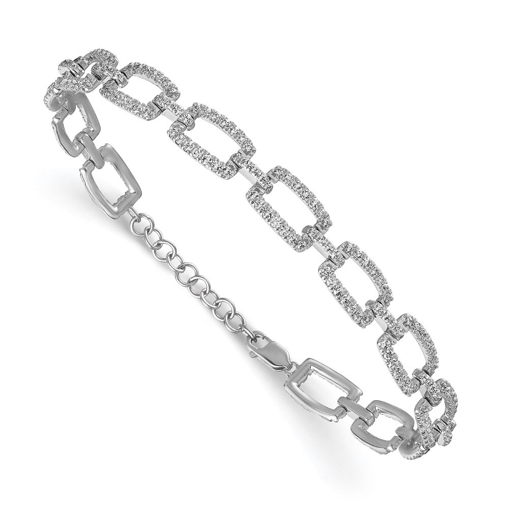 True Origin 14k White Gold 2 5/8 carat Lab Grown Diamond VS DEF 7 inch Rectangle Link Bracelet with a 1 inch extension