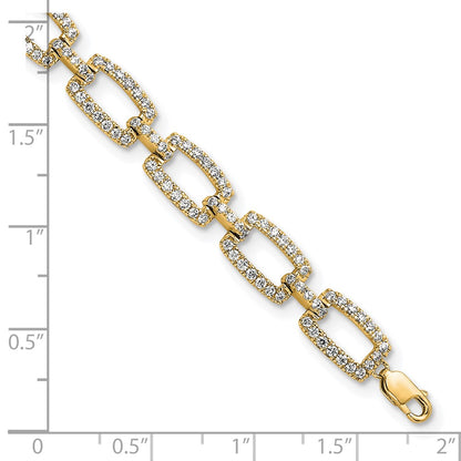 True Origin 14k 2 5/8 carat Lab Grown Diamond VS D E F 7 inch Rectangle Link Bracelet with a 1 inch extension