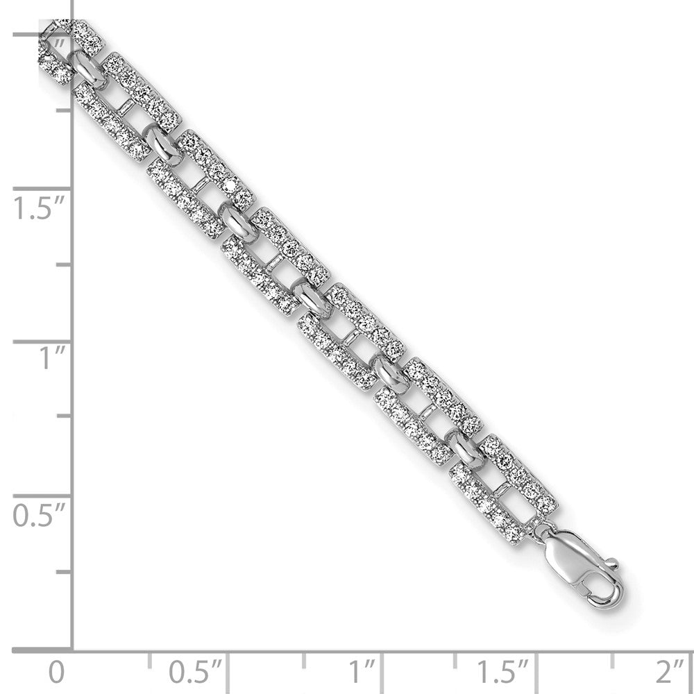 True Origin 14k White Gold 2 carat Lab Grown Diamond VS DEF 7 inch Fancy Link Bracelet with a 1 inch extension