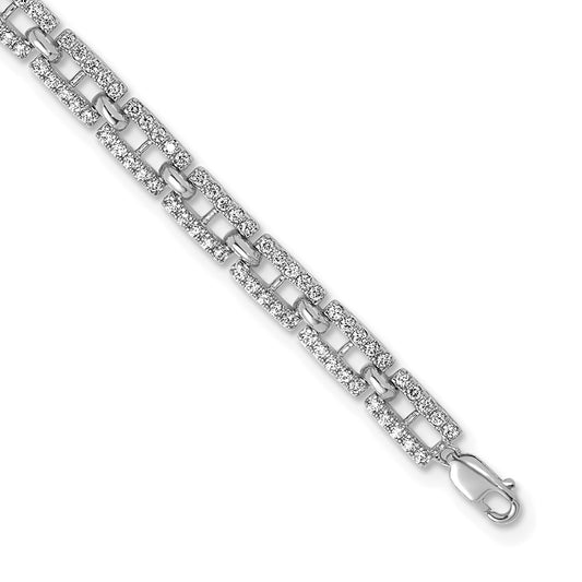 True Origin 14k White Gold 2 carat Lab Grown Diamond VS DEF 7 inch Fancy Link Bracelet with a 1 inch extension