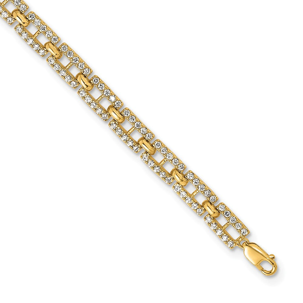 True Origin 14k 2 carat Lab Grown Diamond VS DEF 7 inch Fancy Link Bracelet with a 1 inch extension