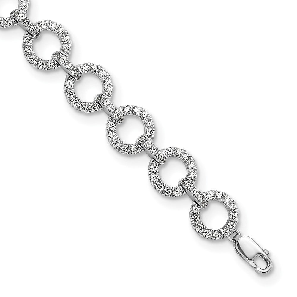 True Origin 14k White Gold 2 7/8 carat Lab Grown Diamond VS DEF 7 inch Fancy Link Bracelet with a 1 inch extension