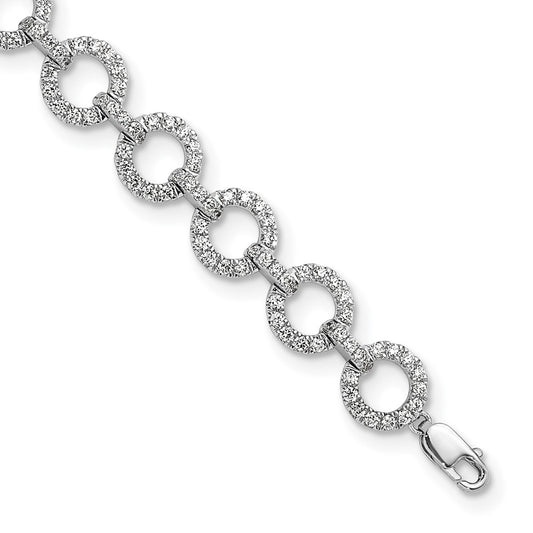 True Origin 14k White Gold 2 7/8 carat Lab Grown Diamond VS DEF 7 inch Fancy Link Bracelet with a 1 inch extension