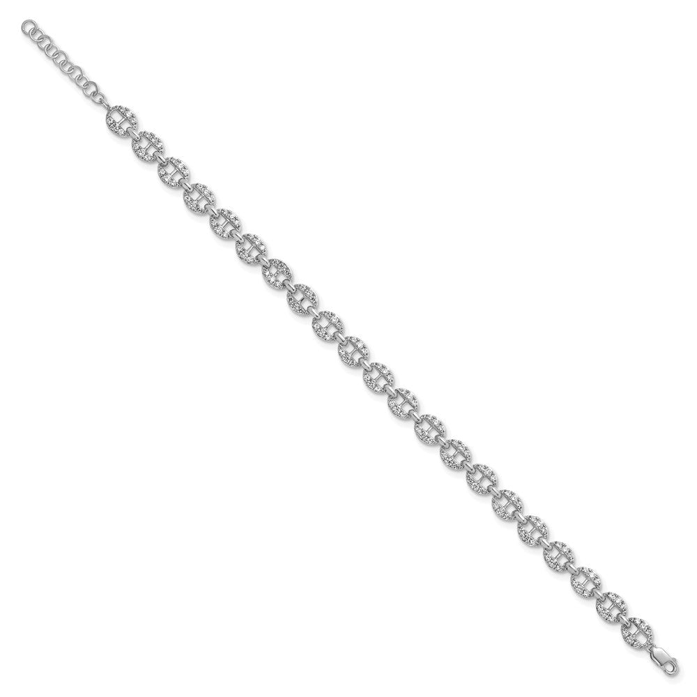 True Origin 14k White Gold 1 7/8 carat Lab Grown Diamond VS DEF 7 inch Anchor Link Bracelet with a 1 inch extension