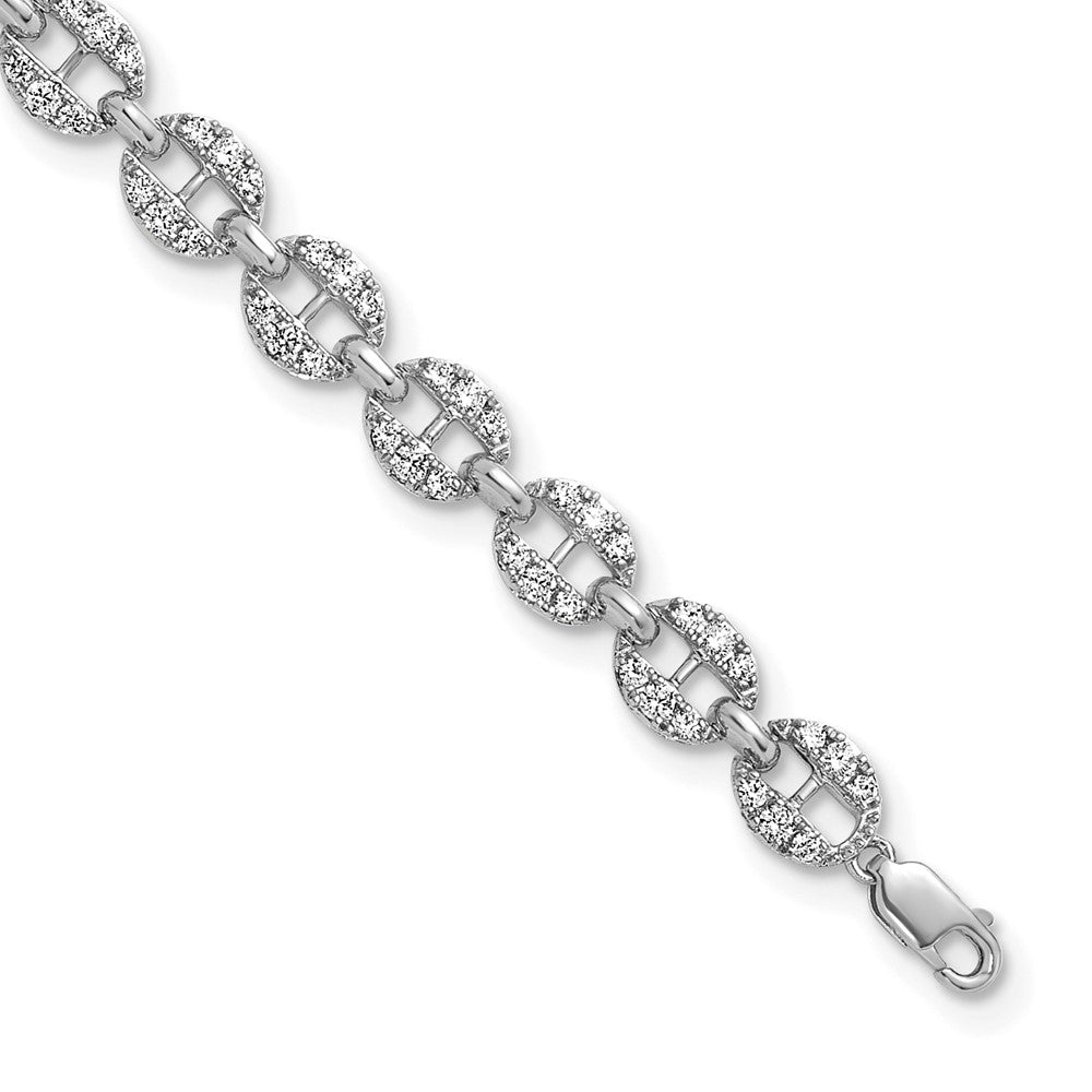 True Origin 14k White Gold 1 7/8 carat Lab Grown Diamond VS DEF 7 inch Anchor Link Bracelet with a 1 inch extension