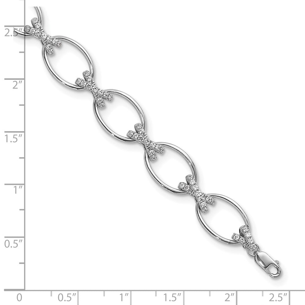 True Origin 14k White Gold 1 1/6 carat Lab Grown Diamond VS DEF 7 inch X and O Bracelet with a 1 inch extension