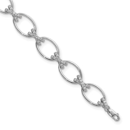 True Origin 14k White Gold 1 1/6 carat Lab Grown Diamond VS DEF 7 inch X and O Bracelet with a 1 inch extension