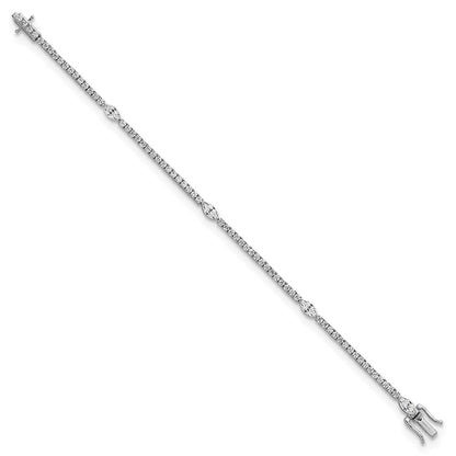 True Origin 14k White Gold 3 5/8 carat Lab Grown Diamond VS D E F Round and Marquise 7 inch Bracelet