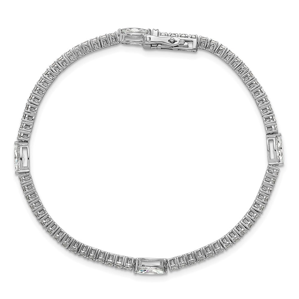 True Origin 14k White Gold 3 5/8 carat Lab Grown Diamond VS D E F Round and Marquise 7 inch Bracelet