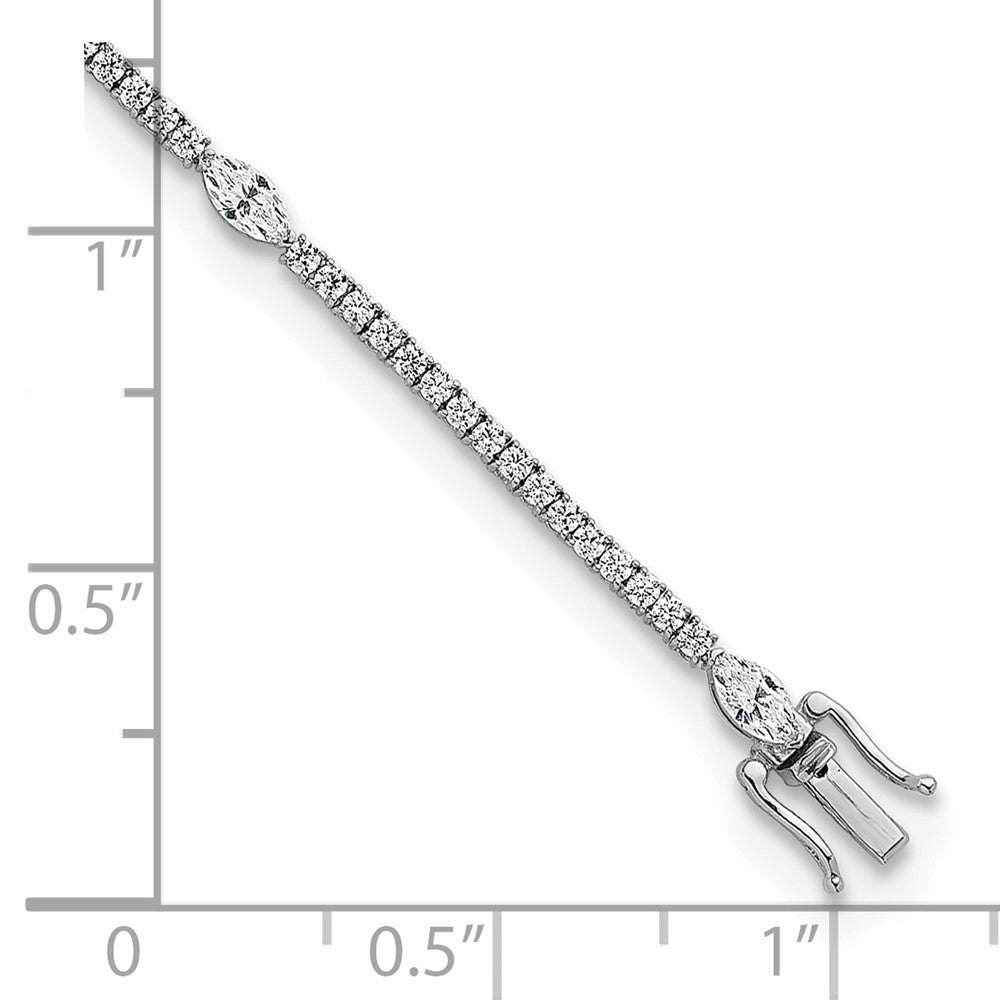 True Origin 14k White Gold 3 5/8 carat Lab Grown Diamond VS D E F Round and Marquise 7 inch Bracelet