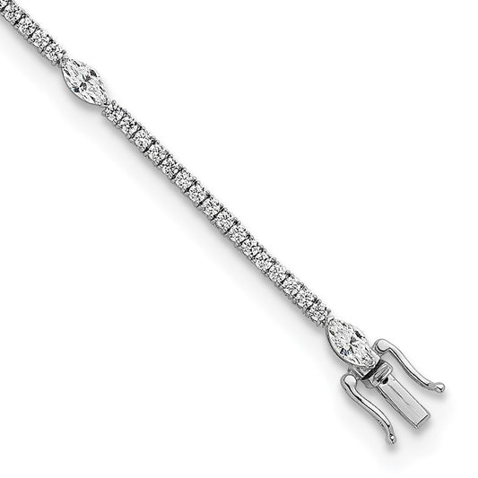 True Origin 14k White Gold 3 5/8 carat Lab Grown Diamond VS D E F Round and Marquise 7 inch Bracelet