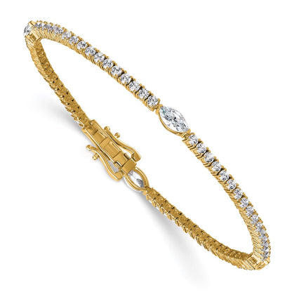 True Origin 14k 3 5/8 carat Lab Grown Diamond VS D E F Round and Marquise 7 inch Bracelet