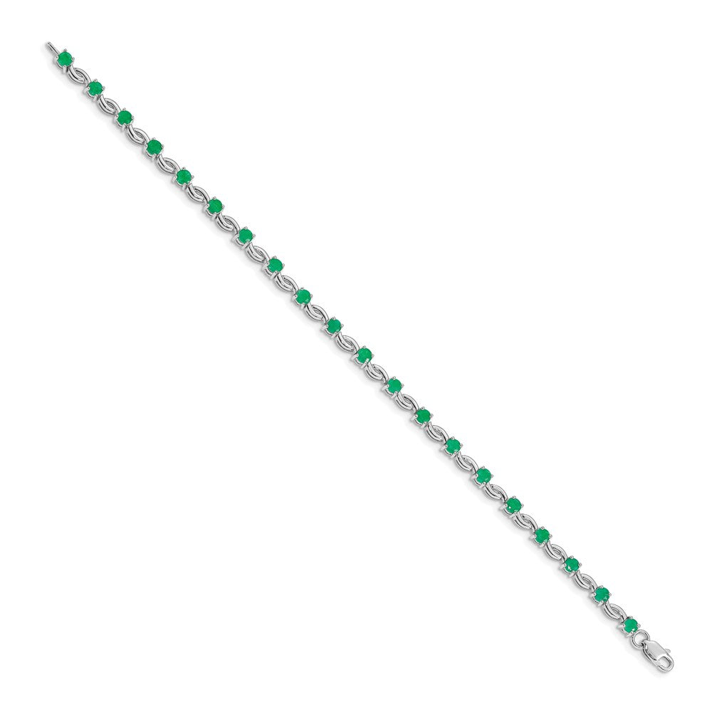 14k White Gold Emerald Gemstone Bracelet