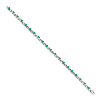 14k White Gold Emerald Gemstone Bracelet