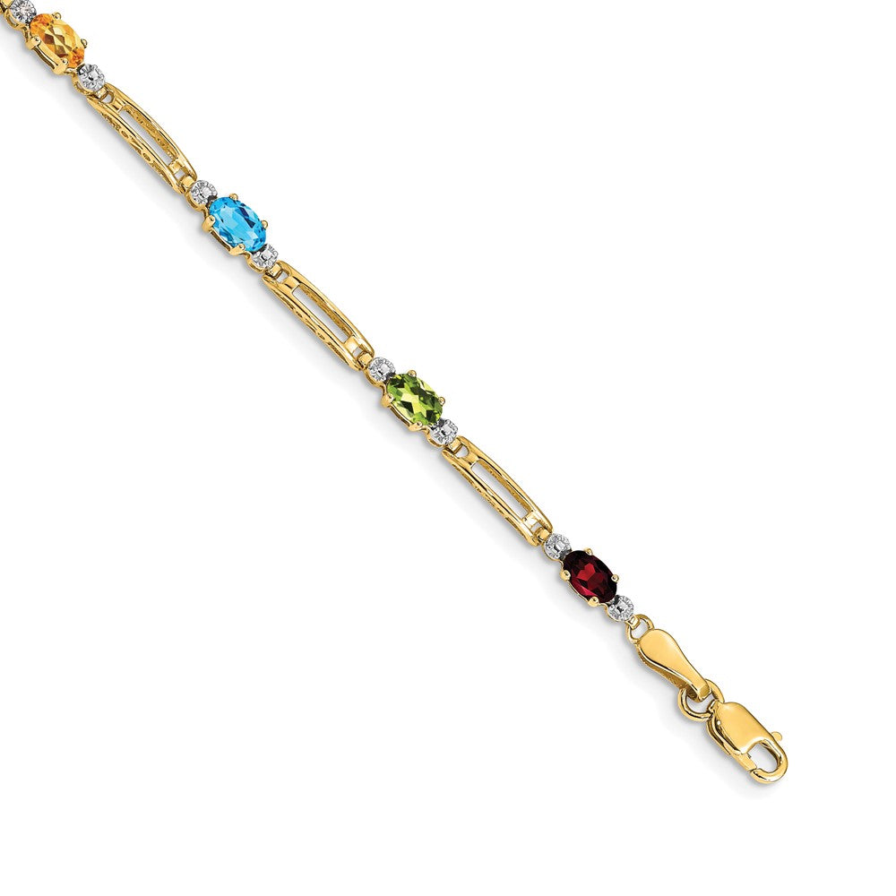 10k Fancy Diamond and Gemstone Rainbow Bracelet