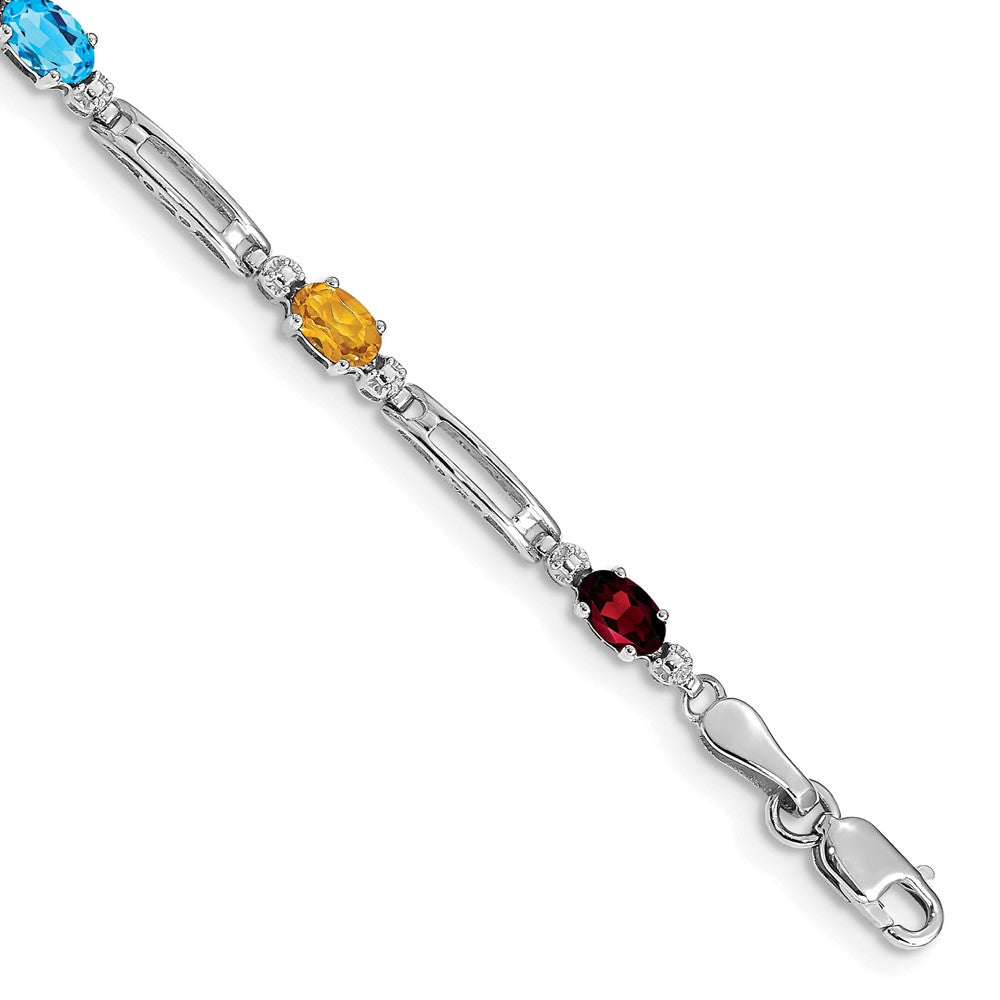 14k White Gold Fancy Diamond and Gemstone Rainbow Bracelet