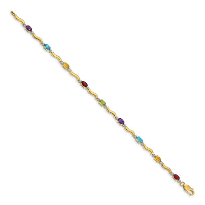 10k Diamond and Rainbow Gemstone Bracelet