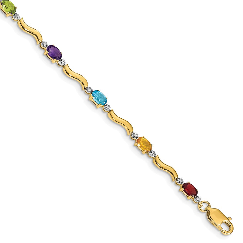 10k Diamond and Rainbow Gemstone Bracelet