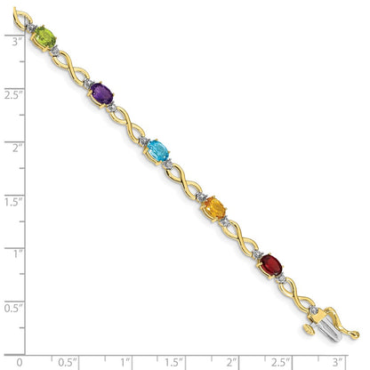 GGB 10k Rainbow Gemstone and Diamond Infinity Bracelet