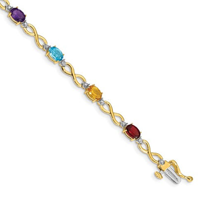 GGB 10k Rainbow Gemstone and Diamond Infinity Bracelet