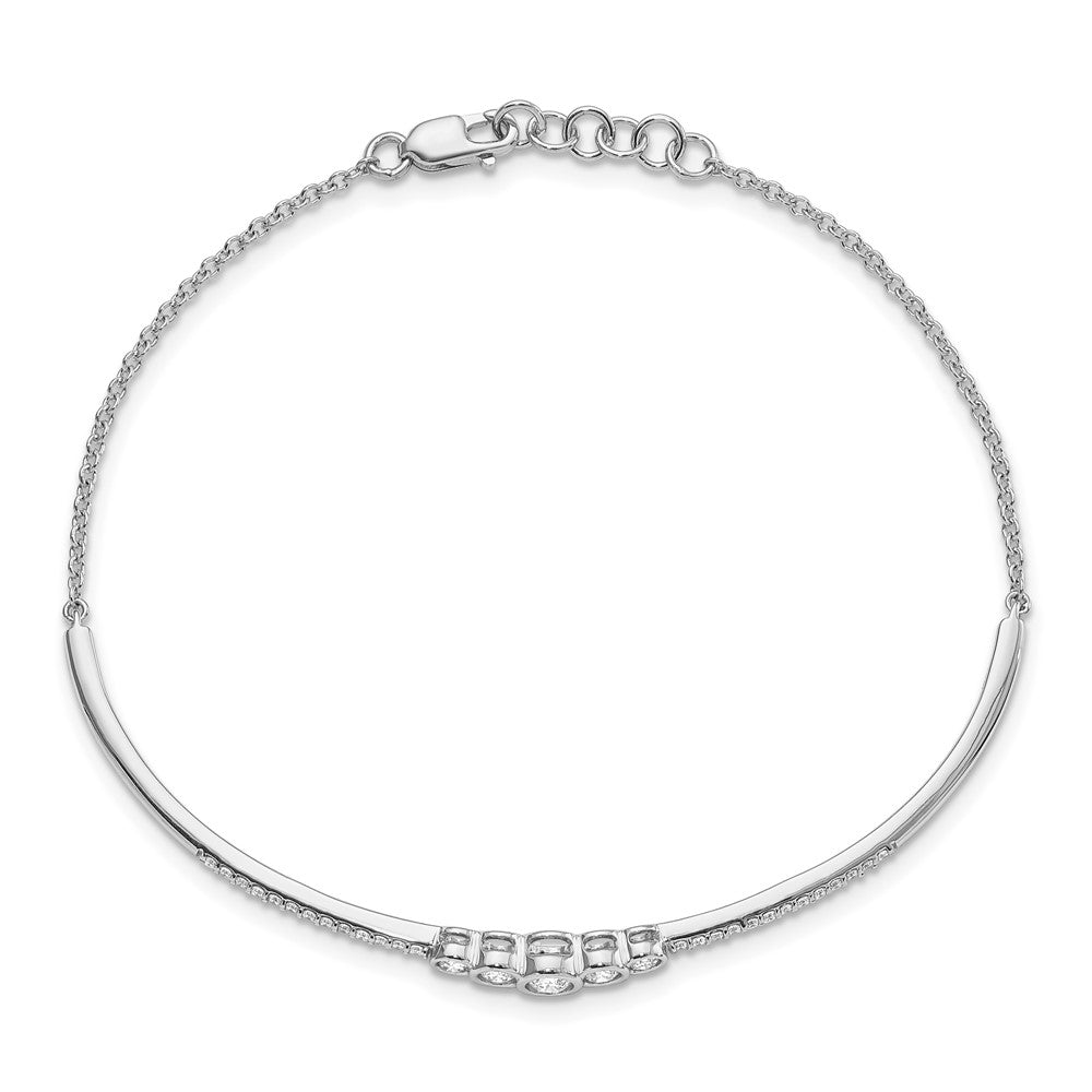 LGGB 14k White Gold 1/2 carat Lab Grown Diamond VS/SI+ G+ Complete Bezel Set Bar Flexible Bangle Bracelet
