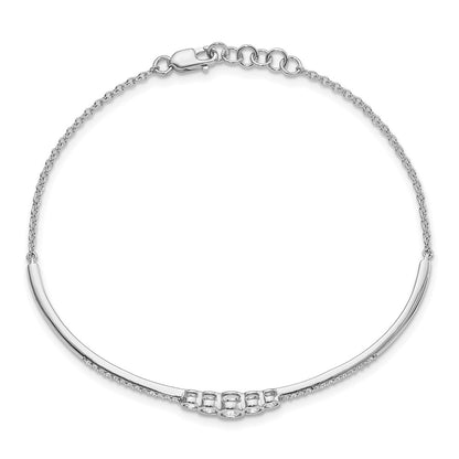 LGGB 14k White Gold 1/2 carat Lab Grown Diamond VS/SI+ G+ Complete Bezel Set Bar Flexible Bangle Bracelet