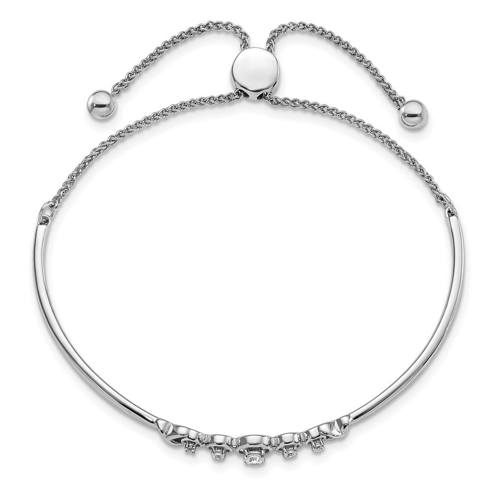 LBWB 14k White Gold 1/6 carat Lab Grown Diamond VS/SI+ G+ Complete Adjustable Bolo Bracelet
