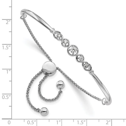 LBWB 14k White Gold 1/6 carat Lab Grown Diamond VS/SI+ G+ Complete Adjustable Bolo Bracelet