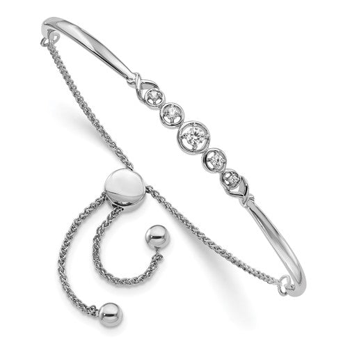 LBWB 14k White Gold 1/6 carat Lab Grown Diamond VS/SI+ G+ Complete Adjustable Bolo Bracelet