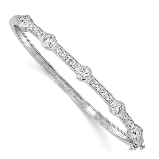 True Origin 14k White Gold 1 carat Lab Grown Diamond VS D E F Medium 7 inch Fancy Bangle