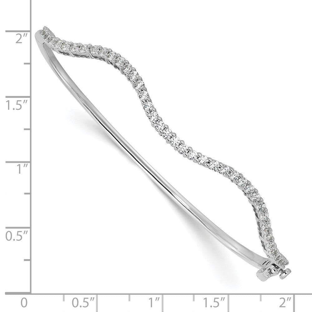 True Origin 14k White Gold 1 carat Lab Grown Diamond VS D E F 6.75 inch Fancy Wavy Bangle