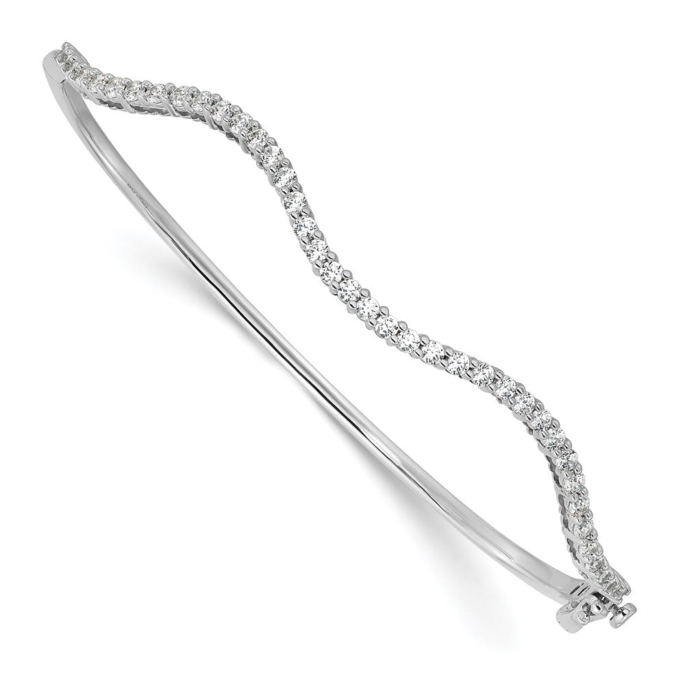 True Origin 14k White Gold 1 carat Lab Grown Diamond VS D E F 6.75 inch Fancy Wavy Bangle