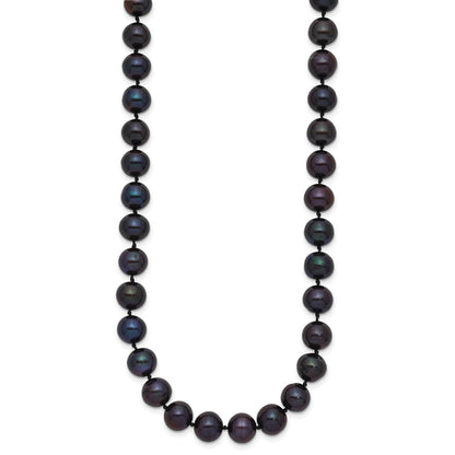 PGN 14k 7-8mm Black Near-Round Freshwater Cultured Pearl 20 inch Necklace