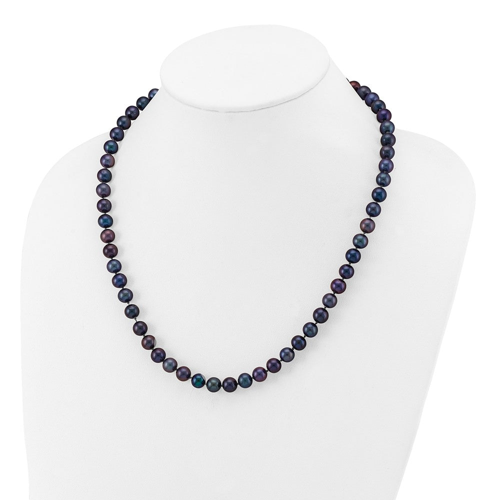 PGN 14k 7-8mm Black Near-Round Freshwater Cultured Pearl 20 inch Necklace
