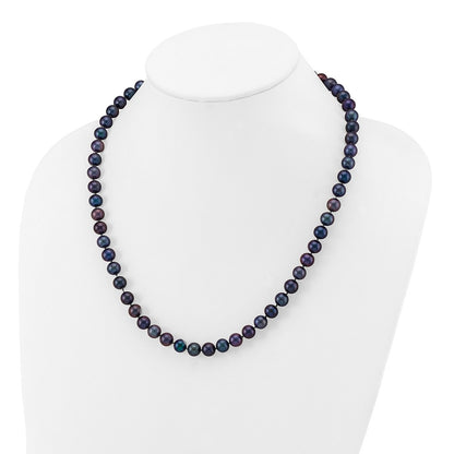 PGN 14k 7-8mm Black Near-Round Freshwater Cultured Pearl 20 inch Necklace