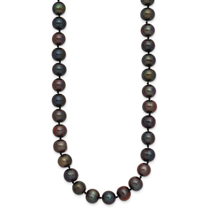 PGN 14k 8-9mm Black Near-Round Freshwater Cultured Pearl 18 inch Necklace