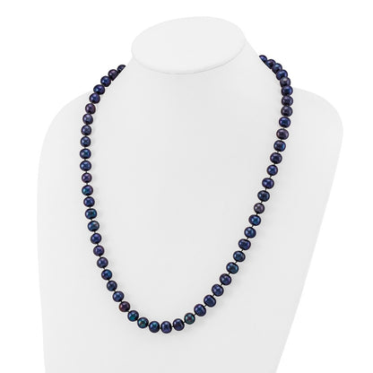 PGN 14k 8-9mm Black Near-Round Freshwater Cultured Pearl 24 inch Necklace