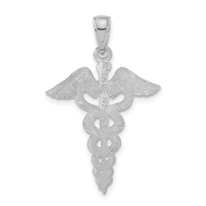 GP 14k White Gold Caduceus Pendant
