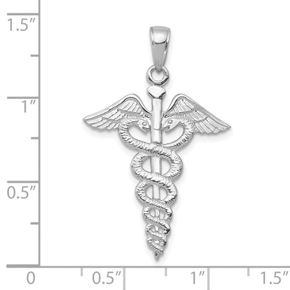 GP 14k White Gold Caduceus Pendant