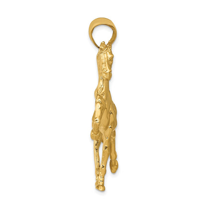 14k Solid Polished Open-Backed Horse Pendant