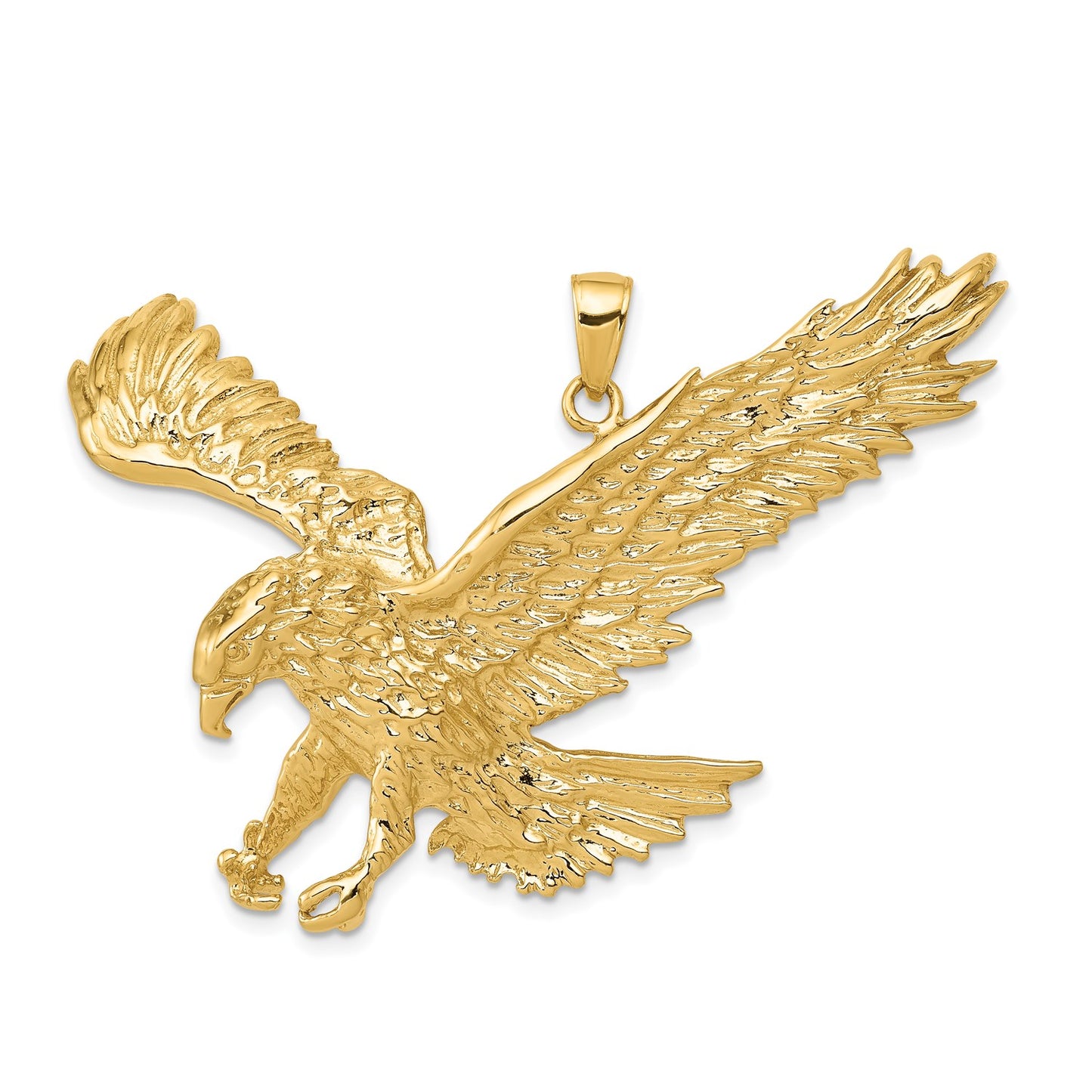 14k Solid Polished Eagle Pendant