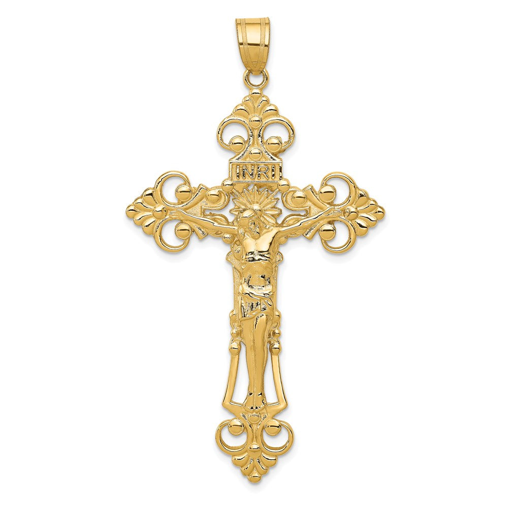 GP 14k INRI Fleur De Lis Crucifix Pendant