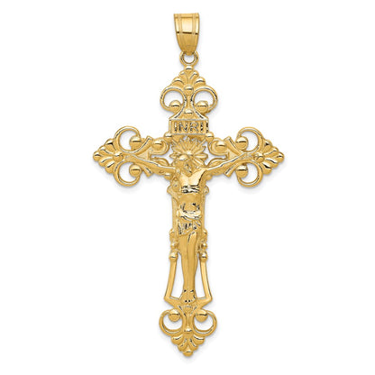 GP 14k INRI Fleur De Lis Crucifix Pendant