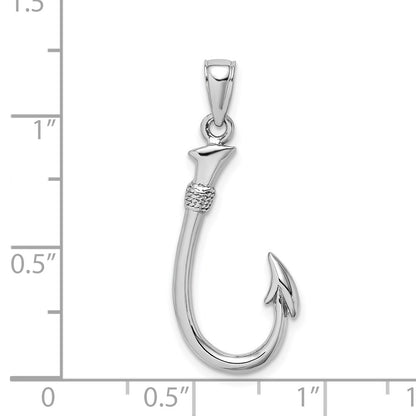 WGP 14K White Gold 3-D Fish Hook Charm