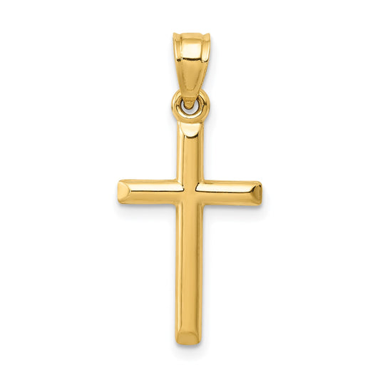 14k Polished Hollow Cross Pendant