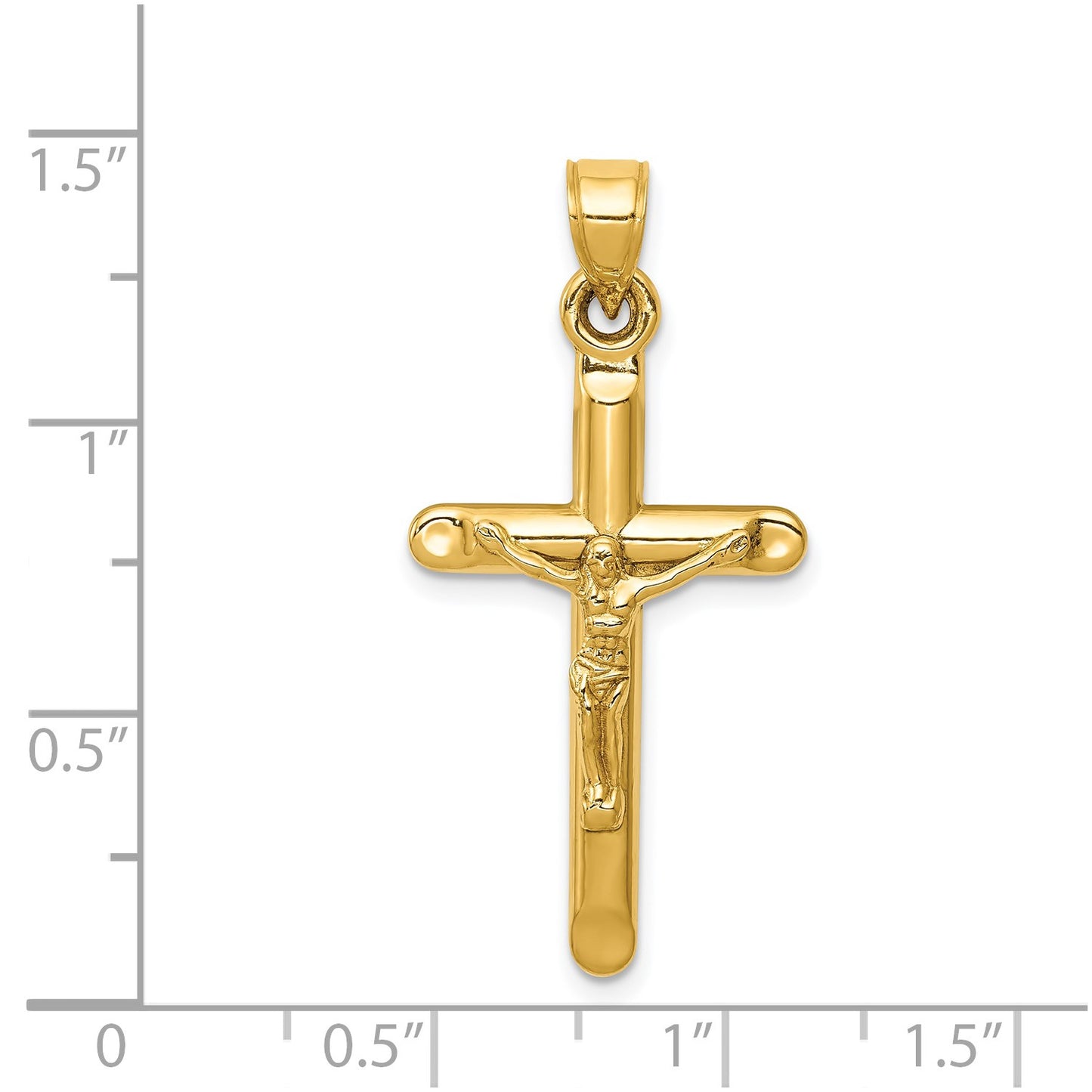 14k Hollow Crucifix Pendant