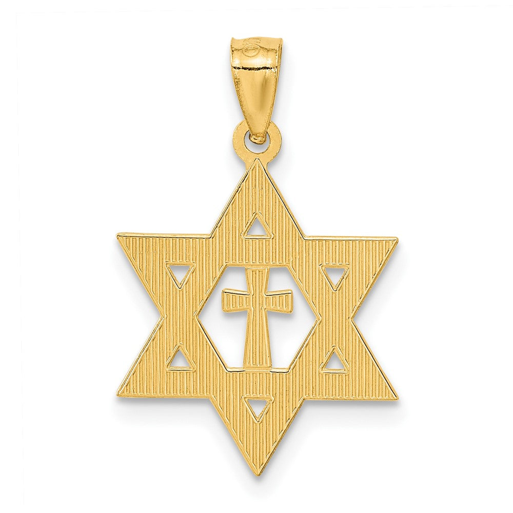GP 14k Diamond-cut Star of David with Cross Pendant